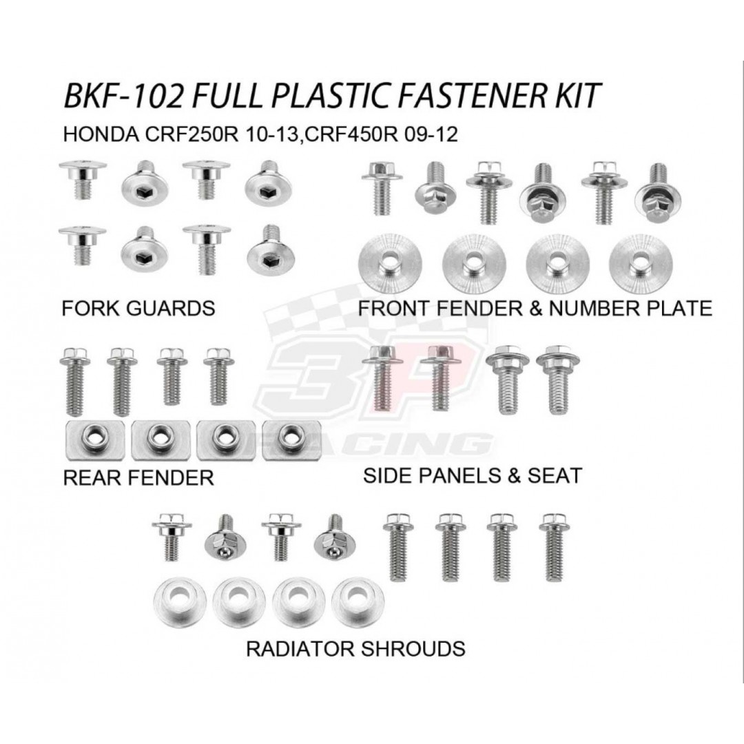Accel πλήρες κιτ βίδες για πλαστικά AC-BKF-102 Honda CRF 250R 2010-2013, CRF 450R 2009-2012