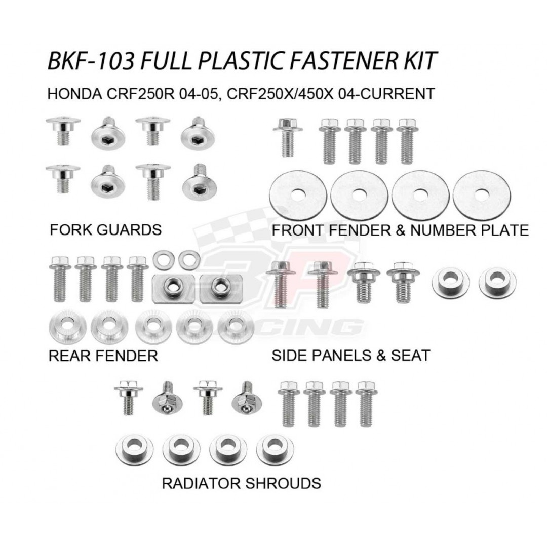 Accel πλήρες κιτ βίδες για πλαστικά AC-BKF-103 Honda CRF 250R 2004-2005, CRF 250X 2004-2017, CRF 450X 2005-2022