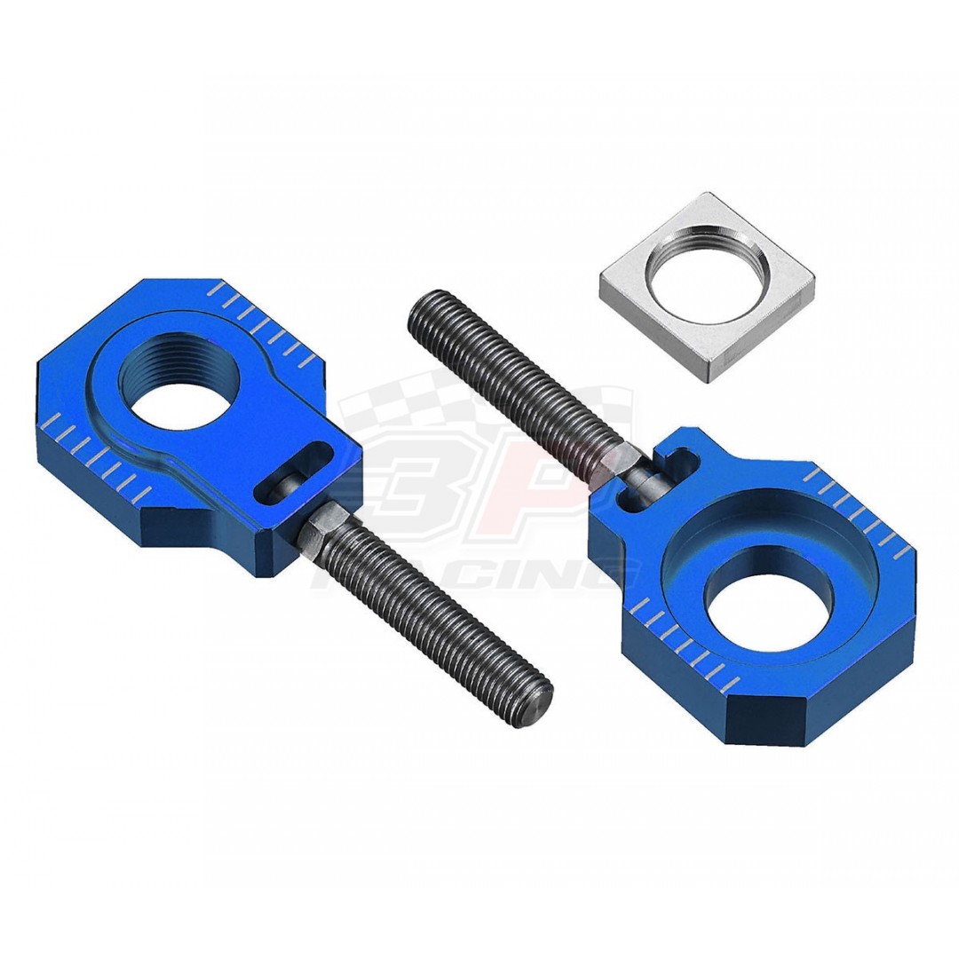 Accel CNC Dirt bike Blue chain tensioners - adjusters axle blocks Lollipop type AC-AB-29-BLUE for Husqvarna TC85 2014-2020, KTM SX85 2003-2020, Freeride250 250R 250F, Freeride350. Husqvarna OEM 47010085044 70010085044 70010084000. P/N: AC-AB-29-BLUE. 