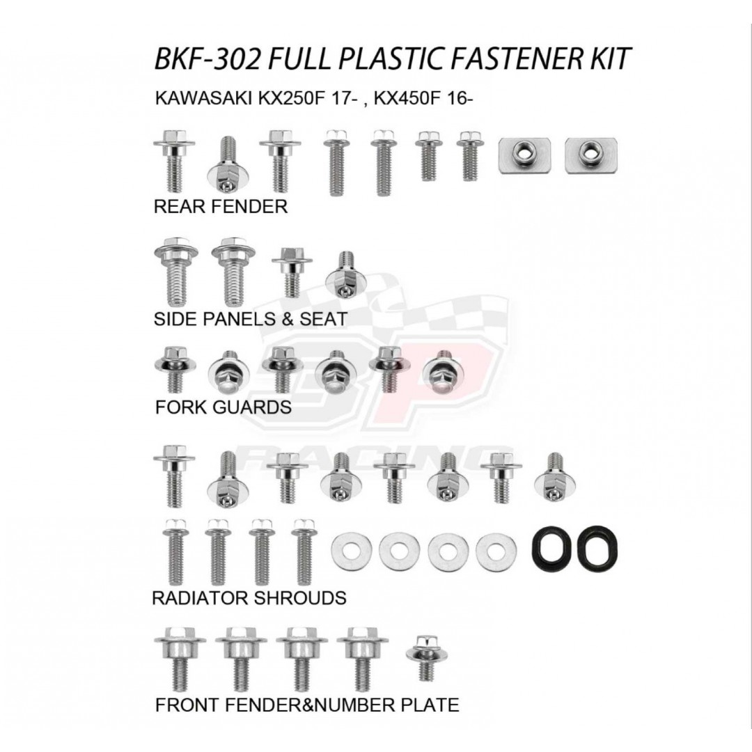 Accel πλήρες κιτ βίδες για πλαστικά AC-BKF-302 Kawasaki KXF 250 2017-2020, KXF 450 2016-2020