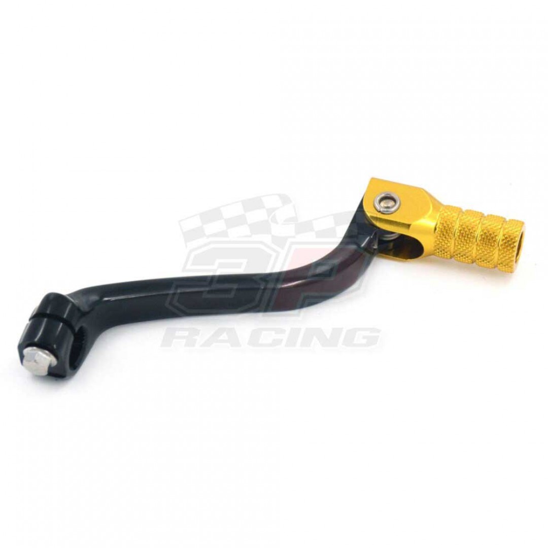 Accel CNC Black / Gold gear shifter change lever for Suzuki RM-Z450 RMZ450 2008-2019. Forged with genuine billet aluminium. P/N: AC-SCL-7306. Replaces Suzuki OEM parts: 25600-28H00, 25600-28H01