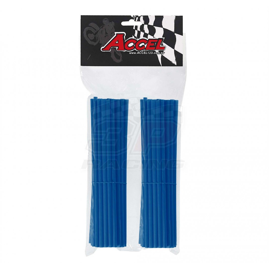 Give your bike a refreshing stylish look with this coloured Blue wheel spoke skin set ! Includes 76pieces of 8.5" length skins. For 18"-21" rims. Wheel spoke colored wraps, covers, sleeves, guards.P/N: AC-SS-102-BL