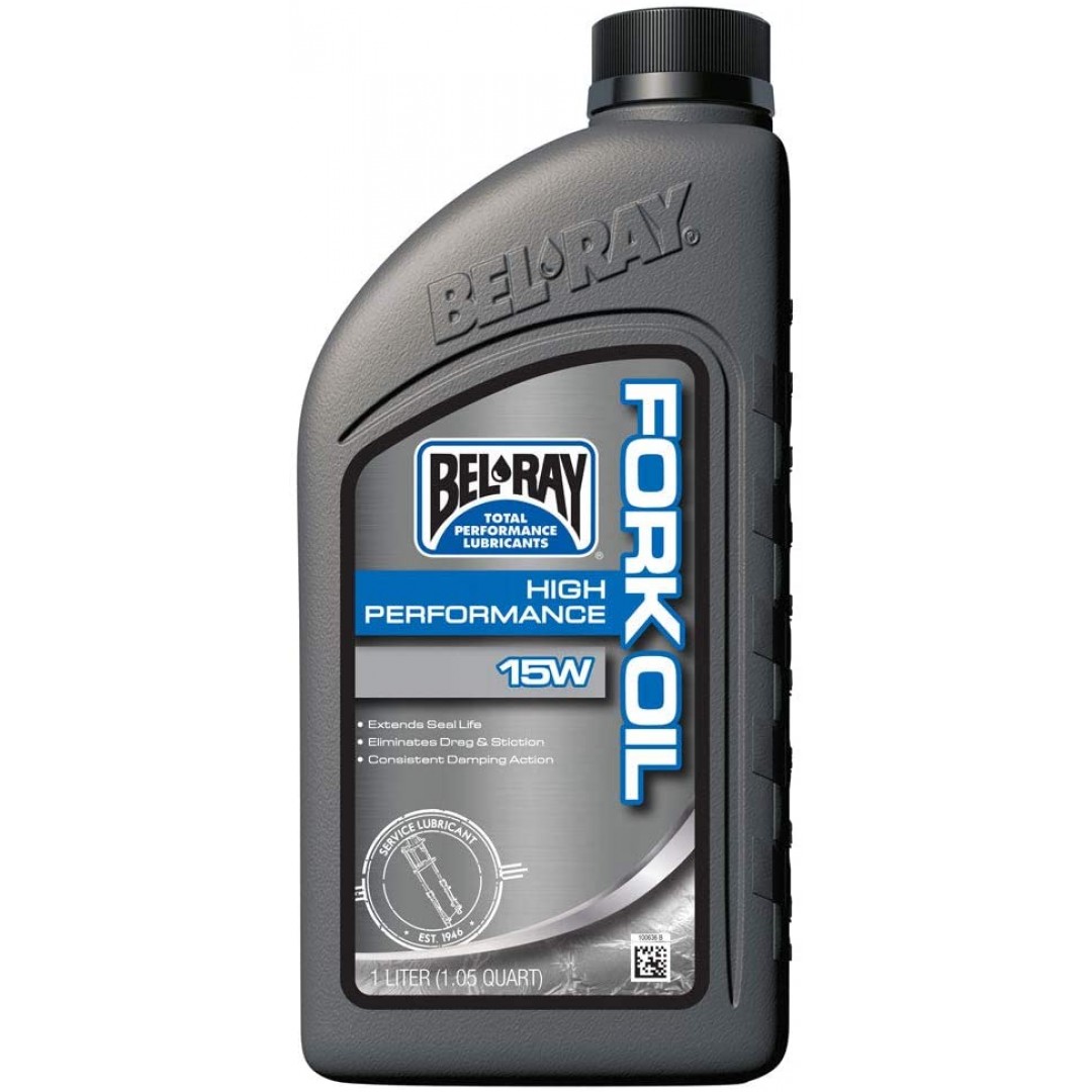 BelRay 99330-B1LW front forks lubricant liquid 15W for all motorcycles front suspension 975-05-101501. High-viscosity base oils, formulated for front forks. Reduces fade for smooth operation. Eliminates stiction and drag, improving fork action. Anti-wear 