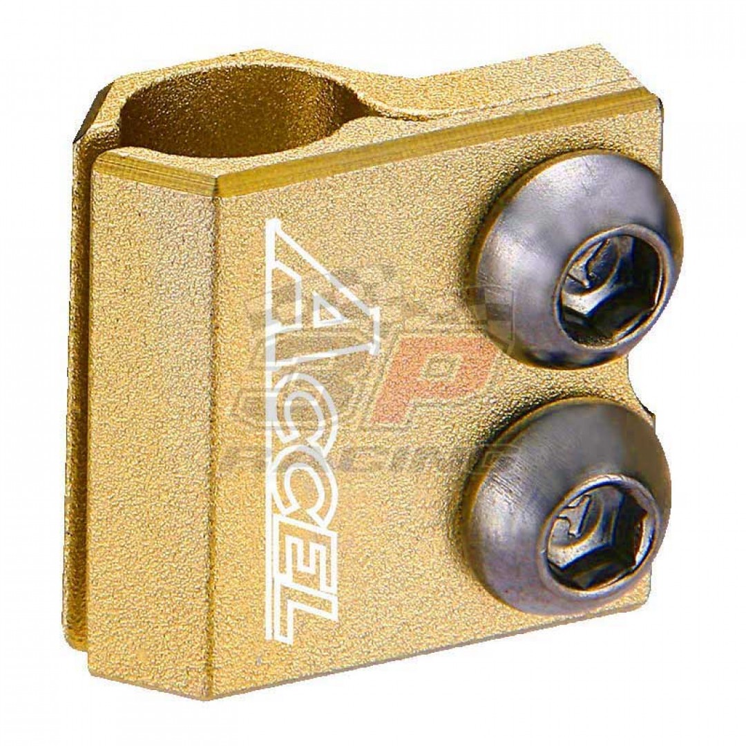 Accel brake line clamp - Gold AC-BLC-03-GOLD Kawasaki KX 85/100/125/250/500, KXF 250/450, KLX450R, Suzuki RM 80/85/125/250, RMZ 250/450, RMX 450Z, DRZ 400