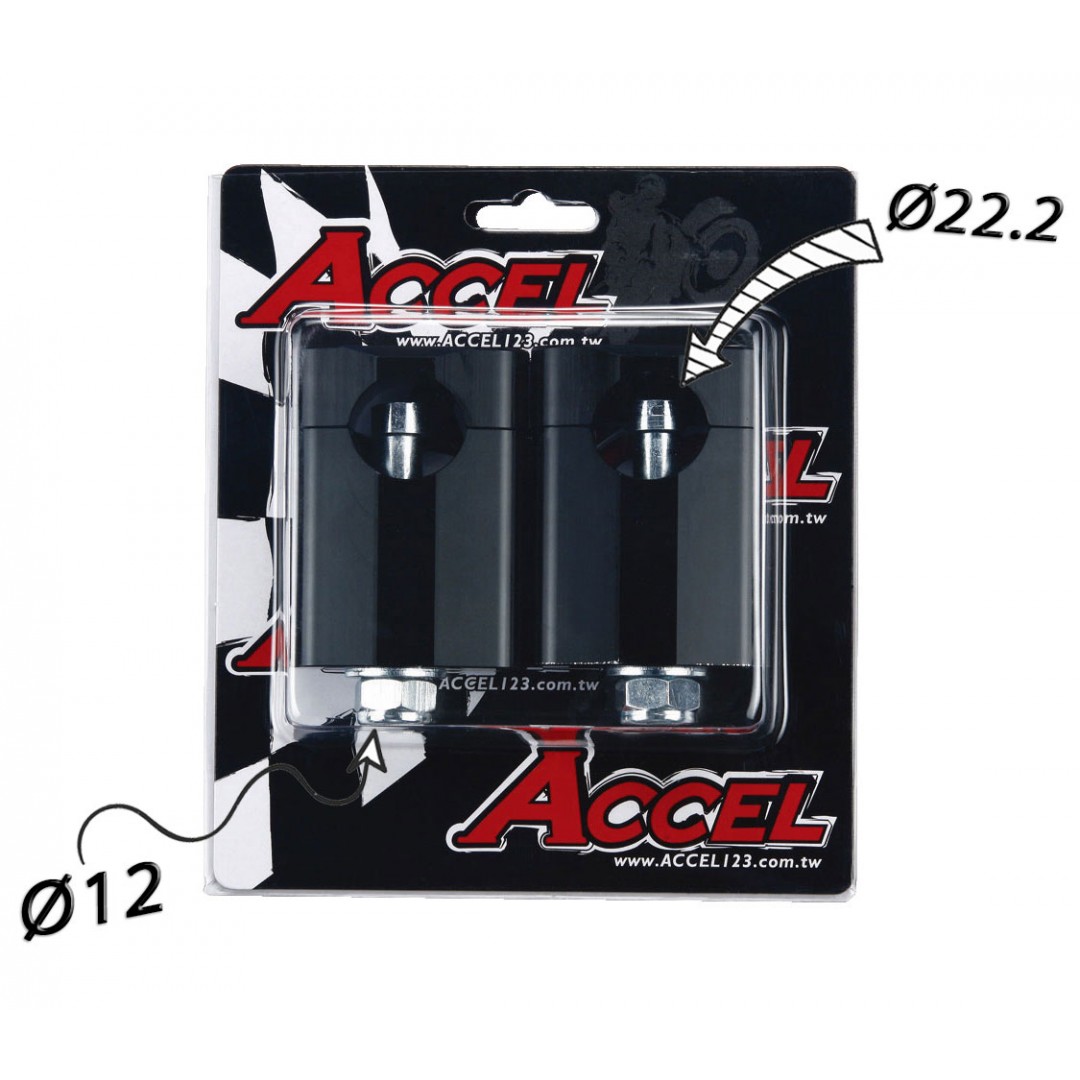 Accel Bar mount kit with 12mm bolt & 58.5mm height for 22.2mm bar - Black AC-BM-16-22-F12 Universal