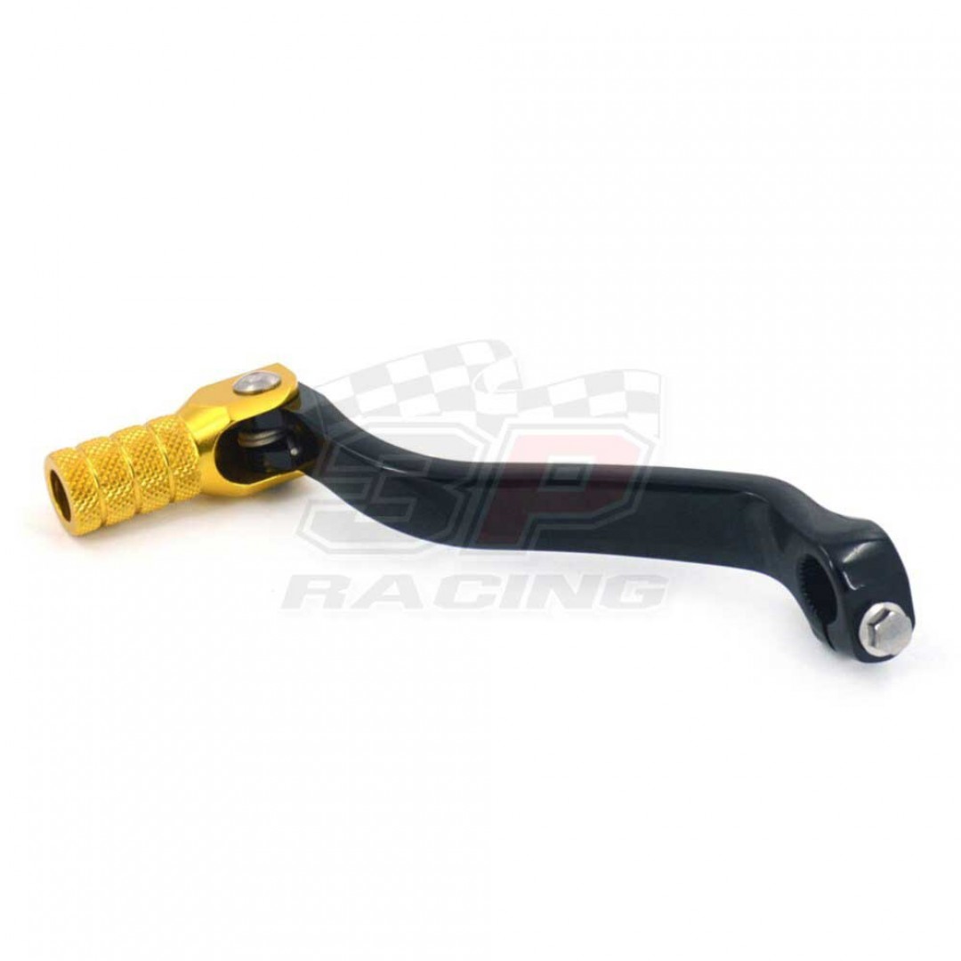 Accel CNC Black / Gold gear shifter change lever for Suzuki RM-Z450 RMZ450 2008-2019. Forged with genuine billet aluminium. P/N: AC-SCL-7306. Replaces Suzuki OEM parts: 25600-28H00, 25600-28H01