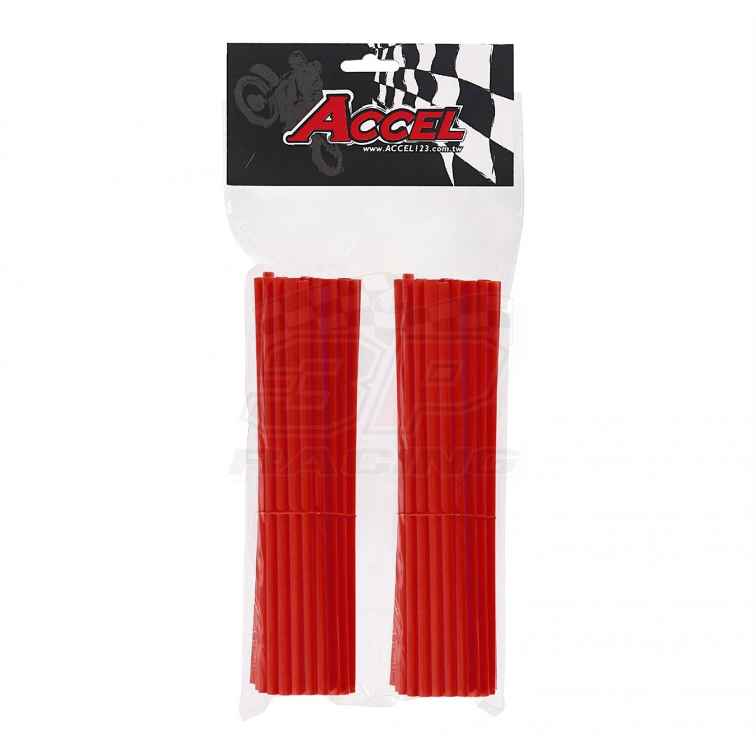 Give your bike a refreshing stylish look with this coloured Red wheel spoke skin set ! Includes 76pieces of 8.5" length skins. For 18"-21" rims. Wheel spoke colored wraps, covers, sleeves, guards.P/N: AC-SS-102-RD