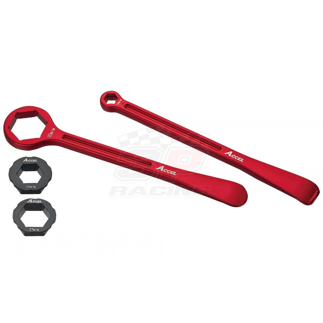 Special tools for tire - Levers & wrenches 32mm, 22mm, 13mm, 10mm and 1pcs extra 27mm hex head - Red. P/N: AC-TL-04-RED