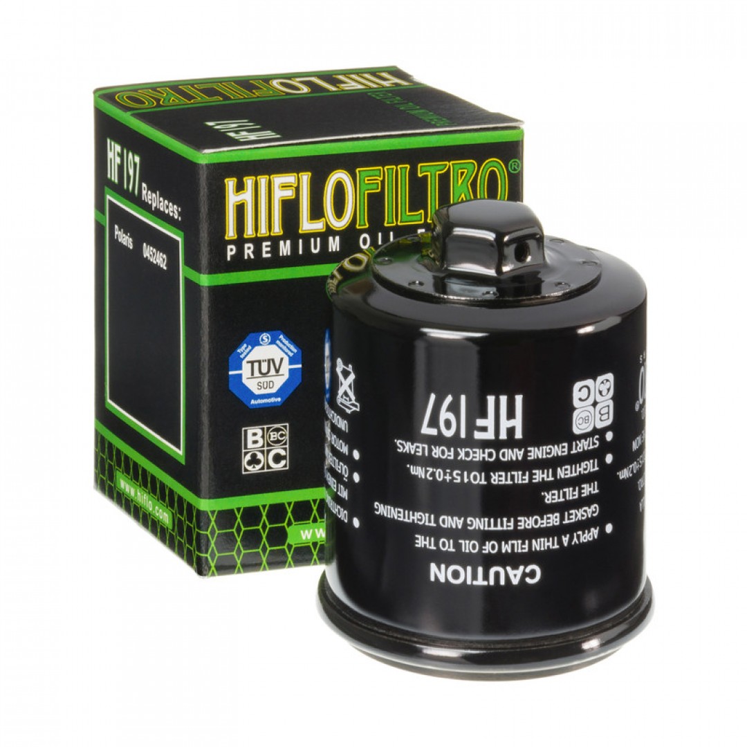 Hiflo Filtro oil filter HF197 Keeway Index 300, Benelli ZenZero 350, Hyosung MS3 125/250, GD 250N & ATV Polaris Phoenix 200, Sawtooth 200, PGO X-Rider 150