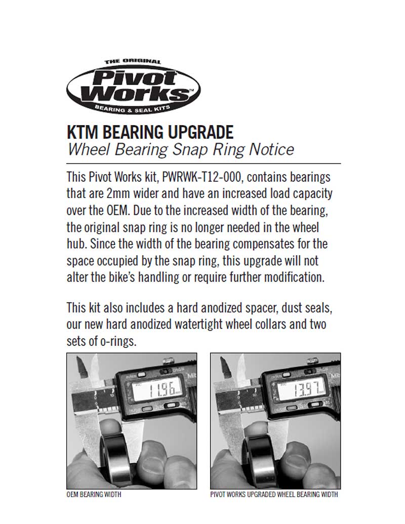 Rear Wheel Bearing Upgrade Kit For 2014 KTM 125 SX~Pivot Works PWRWK-T12-000